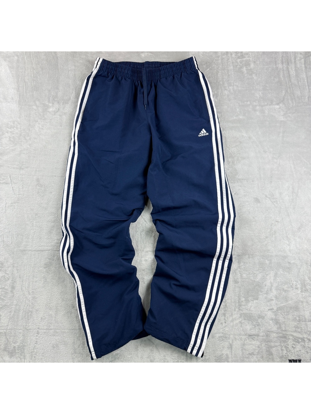 Y2K Adidas Navy Blue 3 Stripe Track Pants SzM Performance Essentials Mesh Lined